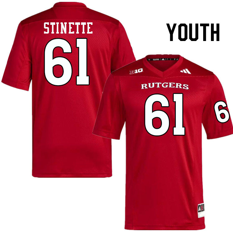 Youth #61 Emir Stinette Rutgers Scarlet Knights 2024 College Football Jerseys Stitched-Scarlet